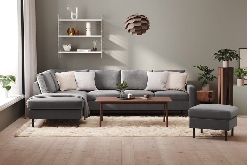 Peppe 4-seters Venstrevendt L-formet Sjeselongsofa i Stoff - Lys grå - Møbler - Sofaer - Sofa med sjeselong