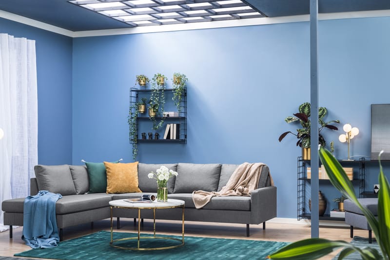 Peppe 4-seters Venstrevendt L-formet Sjeselongsofa i Stoff - Lys grå - Møbler - Sofaer - Sofa med sjeselong