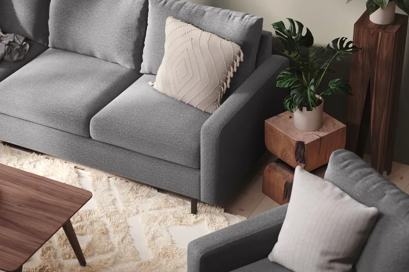 Peppe 4-seters Venstrevendt L-formet Sjeselongsofa i Stoff - Lys grå - Møbler - Sofaer - Sofa med sjeselong