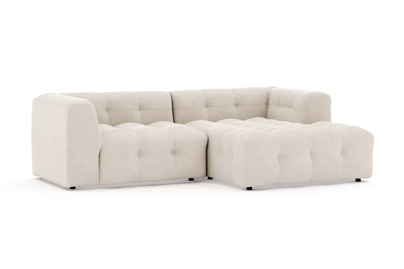 Puffy 3-seters Boblesofa med Høyrevendt Sjeselong - Beige - Møbler - Sofaer - Sofa med sjeselong