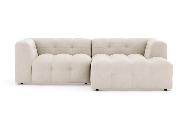 Puffy 3-seters Boblesofa med Høyrevendt Sjeselong, Beige