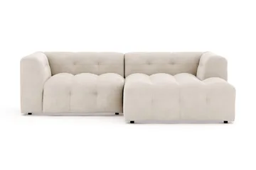 Puffy 3-seters boblete sofa med divan høyre