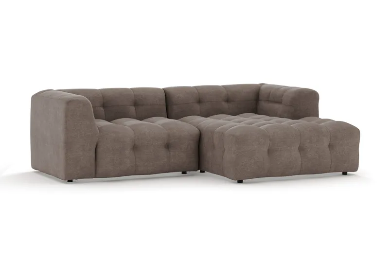 Puffy 3-seters boblete sofa med divan høyre - Brun - Møbler - Sofaer - Sofa med sjeselong