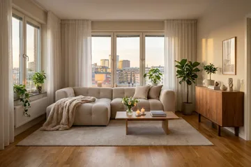 Puffy 3-seters boblete sofa med divan venstre - Beige - M øbler - Sofaer - Sofa med sjeselong