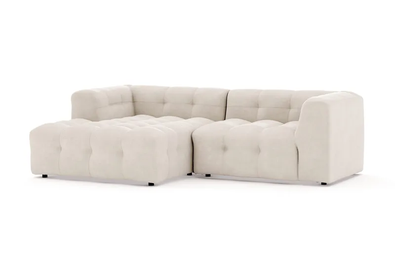 Puffy 3-seters boblete sofa med divan venstre - Beige - Møbler - Sofaer - Sofa med sjeselong