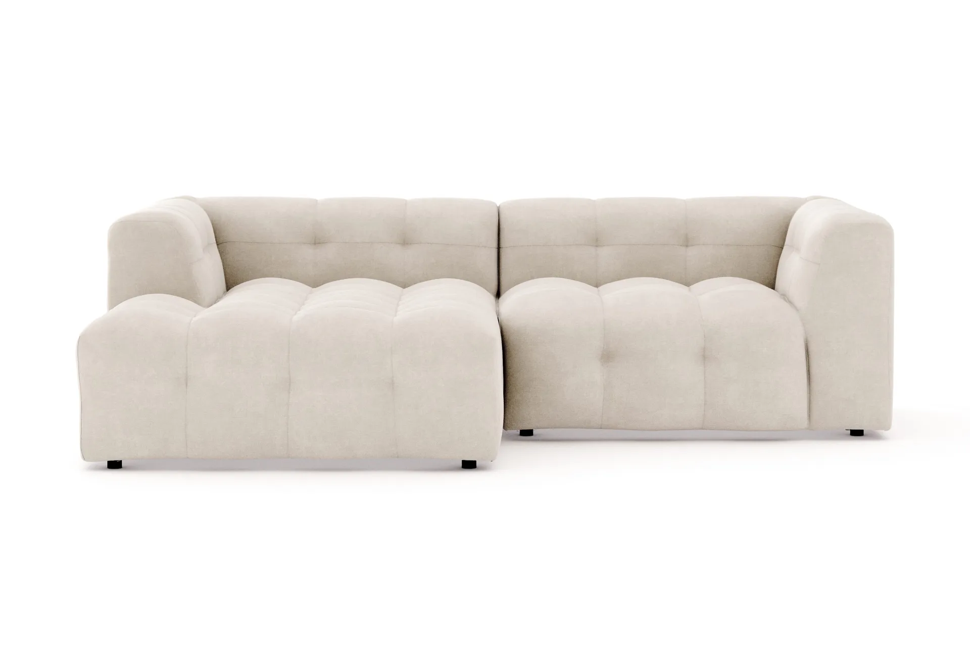 Puffy 3-seters boblete sofa med divan venstre - Beige