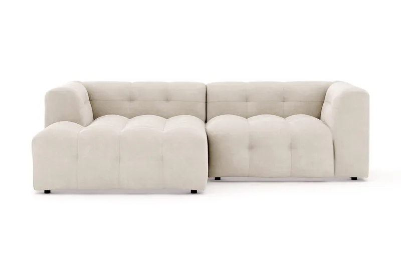 Puffy 3-seters boblete sofa med divan venstre - Beige - Møbler - Sofaer - Sofa med sjeselong