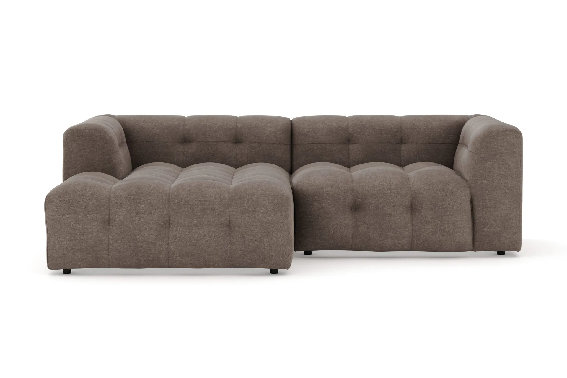 Puffy 3-seters boblete sofa med divan venstre - Brun