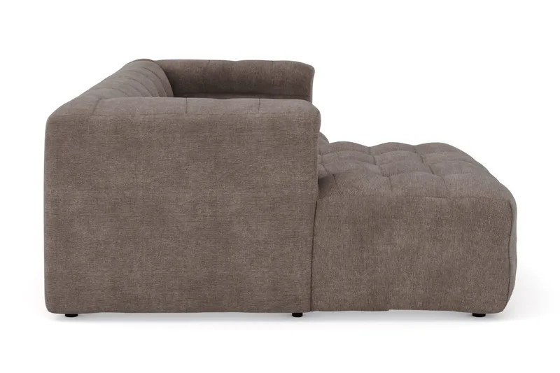 Puffy 3-seters boblete sofa med divan venstre - Brun - Møbler - Sofaer - Sofa med sjeselong