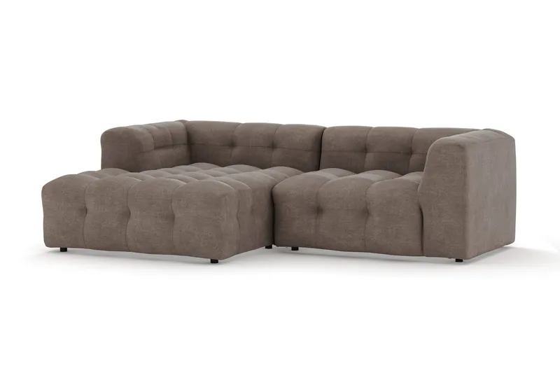 Puffy 3-seters boblete sofa med divan venstre - Brun - Møbler - Sofaer - Sofa med sjeselong