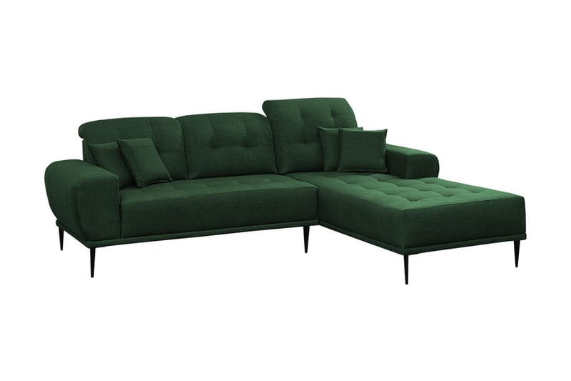 Rapale 3-seters Sofa med Divan Høyre med Puter - Grønn - Sofa med sjeselong - 3 seters sofa med divan