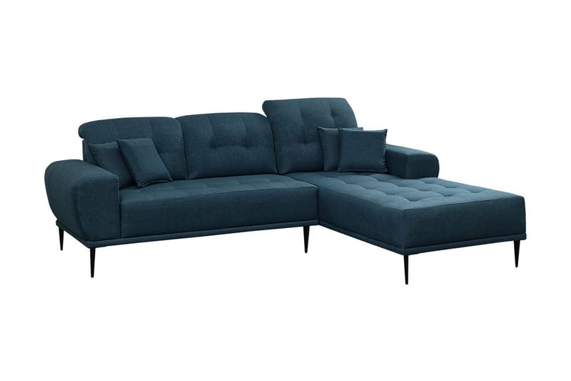 Rapale 3-seters Sofa med Divan Høyre med Puter - Blå - Sofa med sjeselong - 3 seters sofa med divan