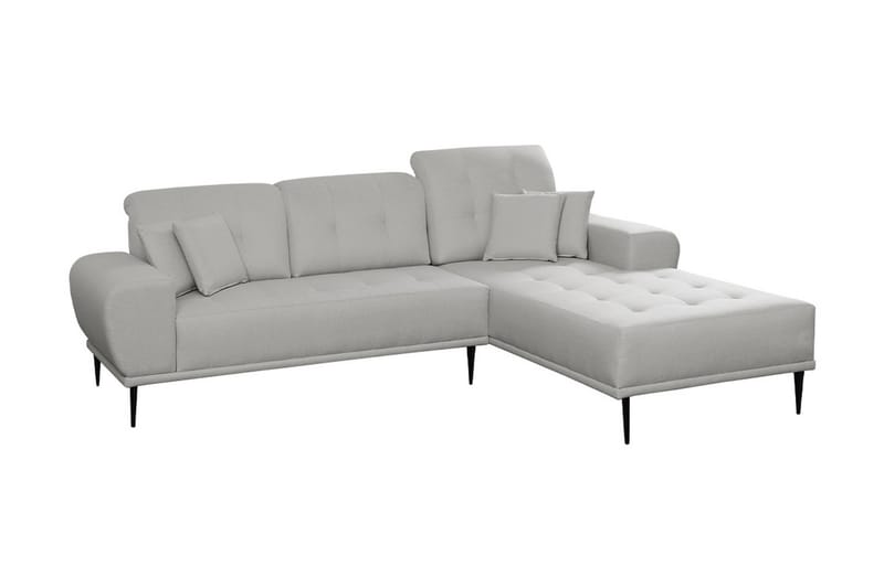 Rapale 3-seters Sofa med Divan Høyre med Puter - Grå - Sofa med sjeselong - 3 seters sofa med divan