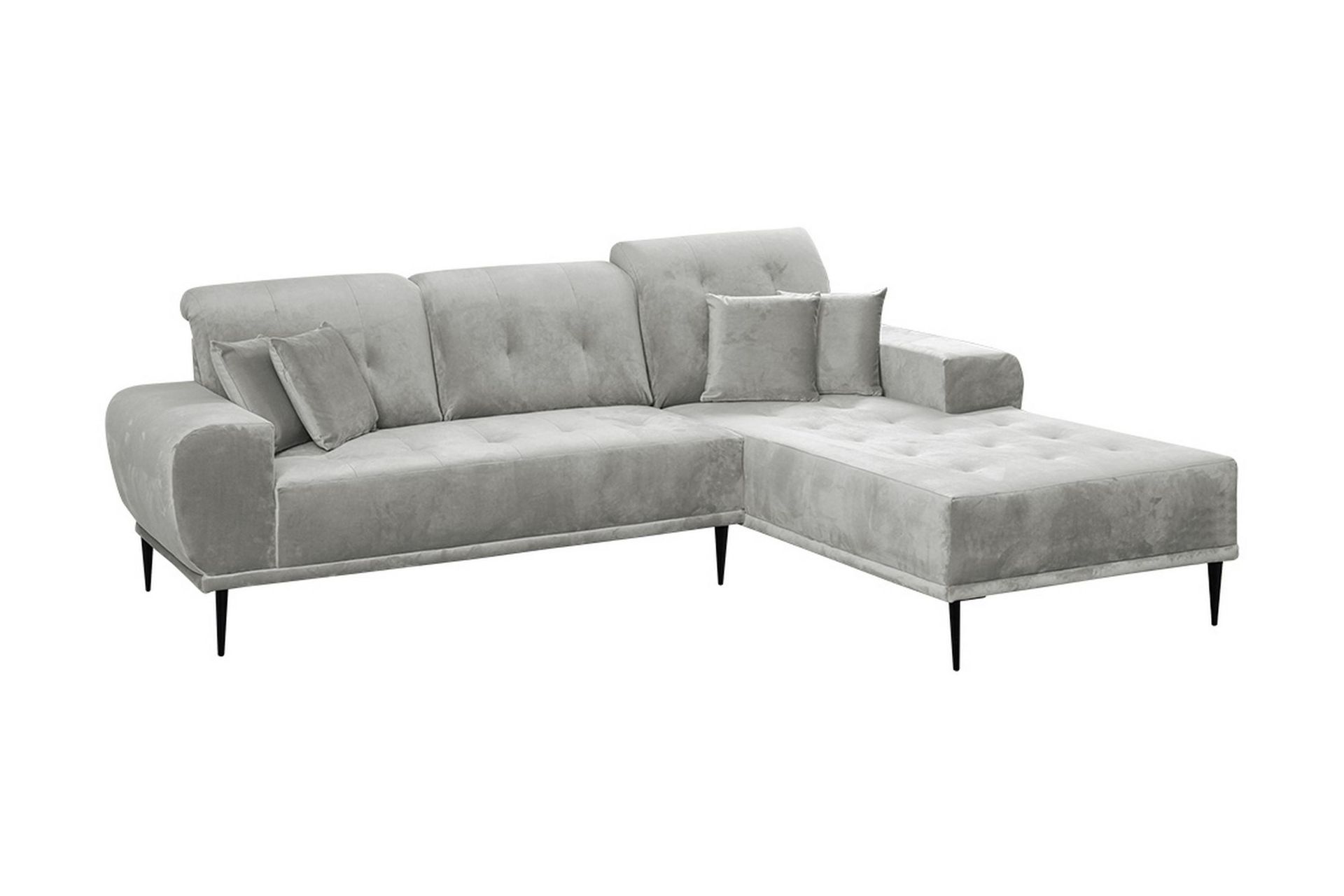 Rapale 3-seters Sofa med Divan Høyre med Puter - Fløyel/Lysegrå