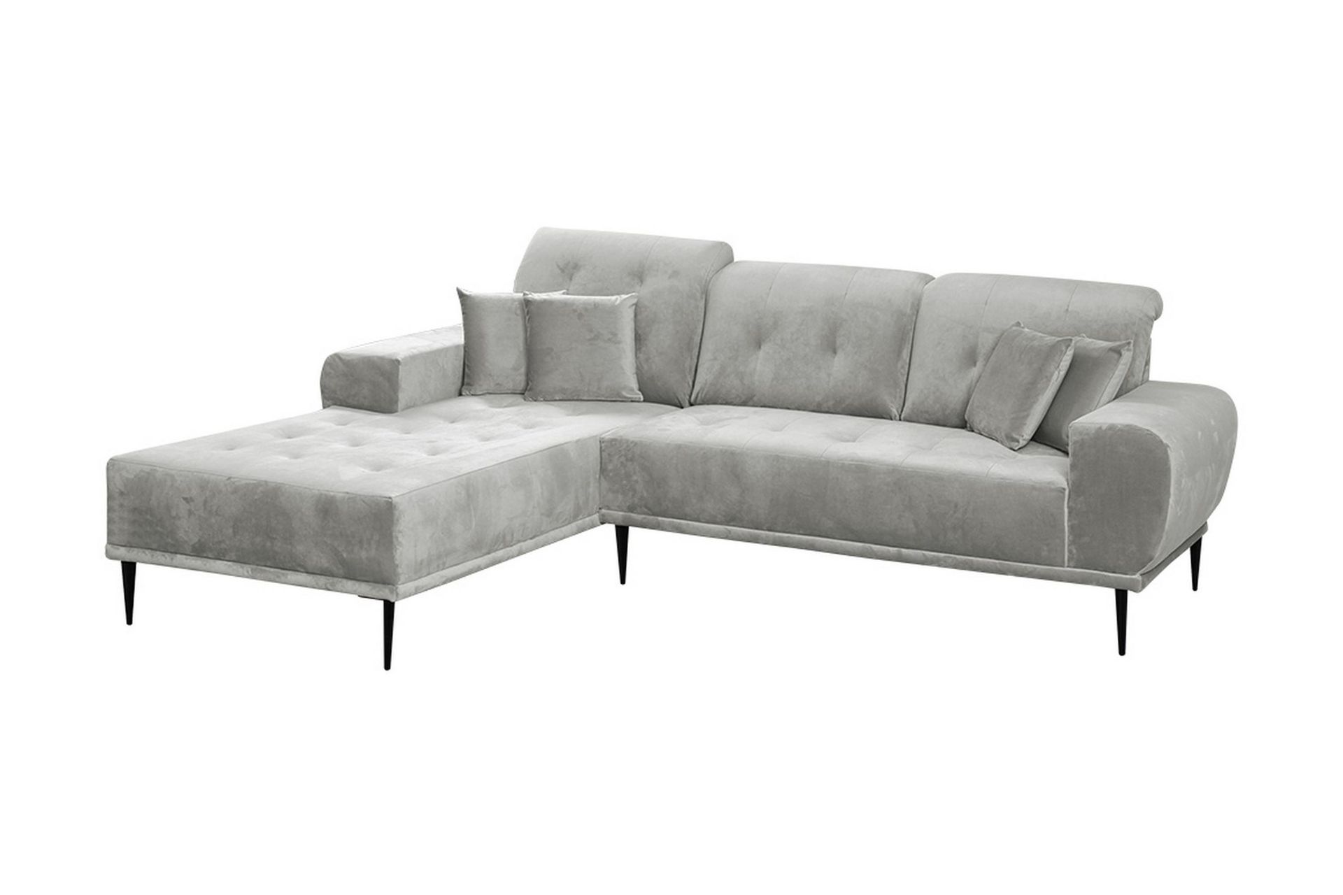 Rapale 3-seters Sofa med Divan Venstre med Puter - Fløyel/Lysegrå