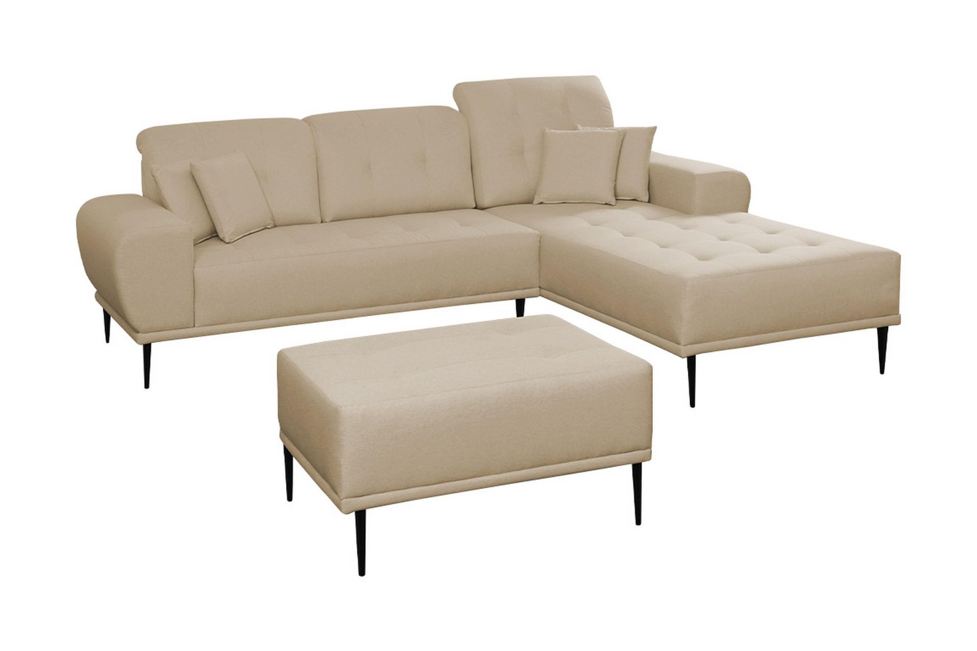 Rapale Sofagruppe Høyre med Fotskammel - Beige
