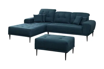 Rapale Sofagruppe Venstre med Fotskammel - Blå - Møbler - Sofaer - Sofa med sjeselong