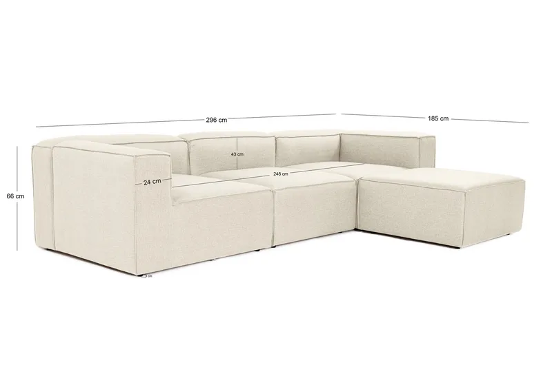 Redlands Sofa med Sjeselong 3-seter - Ecru - Møbler - Sofaer - Sofa med sjeselong