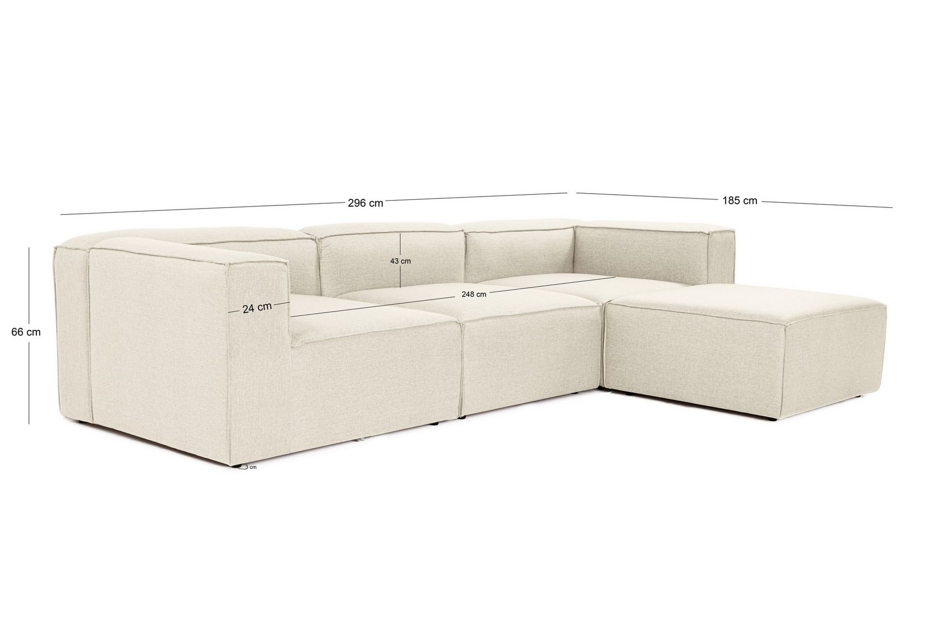 Redlands Sofa med Sjeselong 3-seter - Ecru - Møbler - Sofaer - Sofa med sjeselong