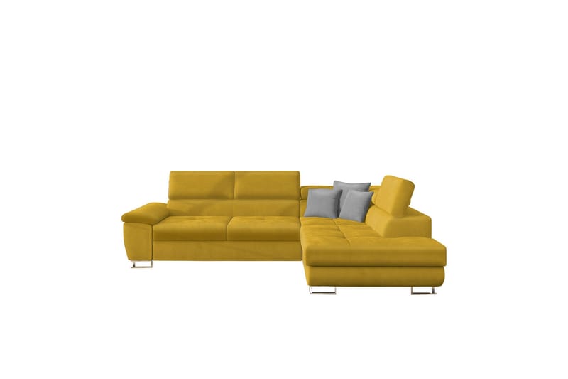 Reginia Sofa med Sjeselong 3-seter, Gul/Lys grå