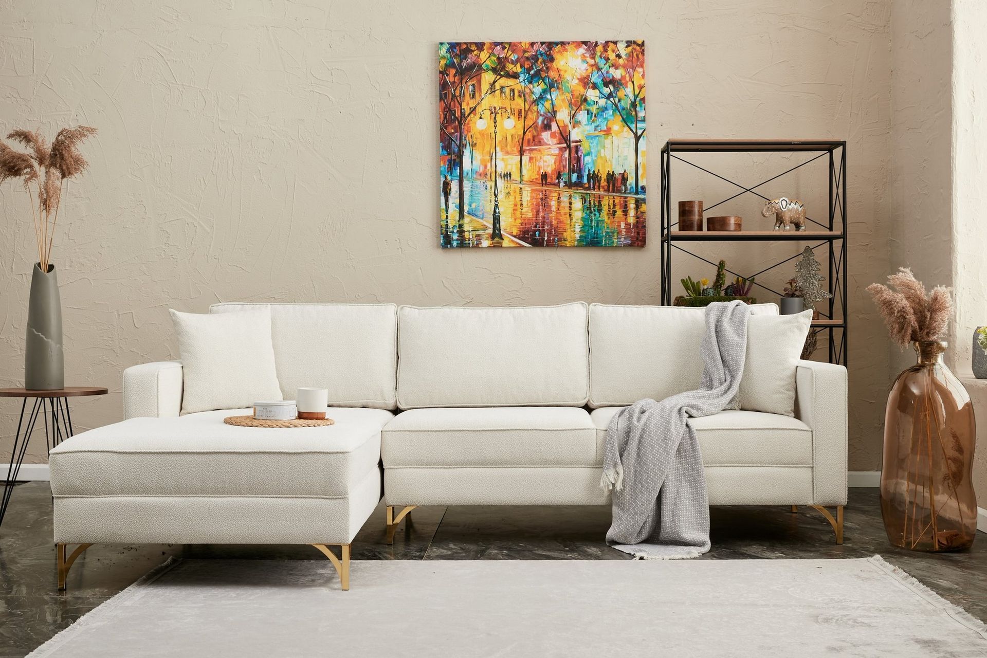 Retzow Sofa med Sjeselong 4-seter - Beige - Møbler - Sofaer - Sofa med sjeselong