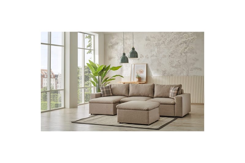 Rivran Sofa med Divan 4-sits, Krem