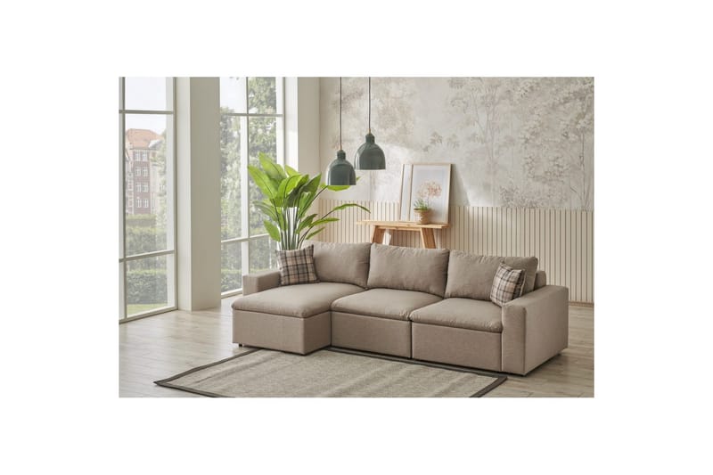 Rivran Sofa med Divan 4-sits - Krem - Møbler - Sofaer - Sofa med sjeselong