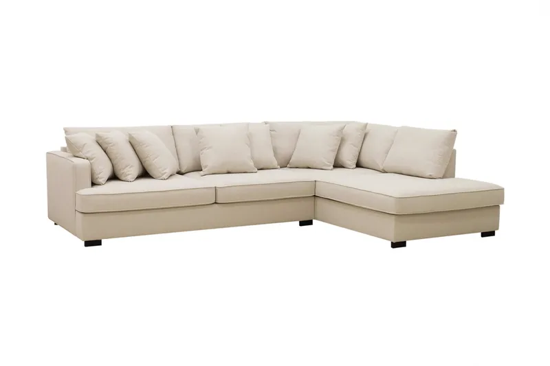 Rossita 4-seters Høyrevendt L-formet Dyp Sjeselongsofa i Bouclé - Beige - Møbler - Sofaer - Sofa med sjeselong