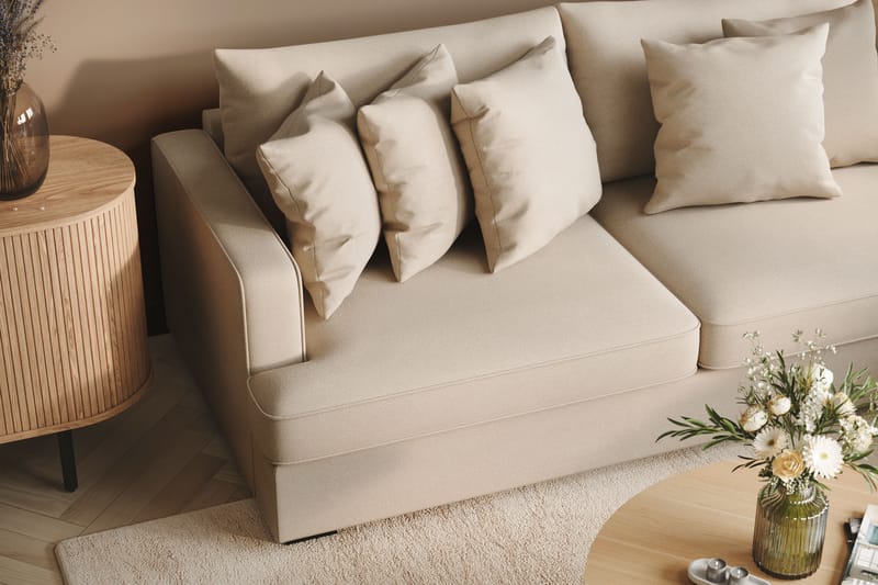 Rossita 4-seters Høyrevendt L-formet Dyp Sjeselongsofa i Bouclé - Beige - Møbler - Sofaer - Sofa med sjeselong