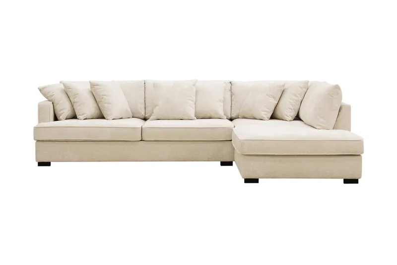Rossita 4-seters Høyrevendt L-formet Dyp Sjeselongsofa i Chenille - Beige - Møbler - Sofaer - Sofa med sjeselong