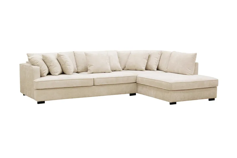 Rossita 4-seters Høyrevendt L-formet Dyp Sjeselongsofa i Chenille - Beige - Møbler - Sofaer - Sofa med sjeselong
