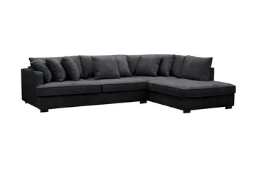 Rossita 4-seters Høyrevendt L-formet Dyp Sjeselongsofa i Chenille - Svart - Møbler - Sofaer - Sofa med sjeselong