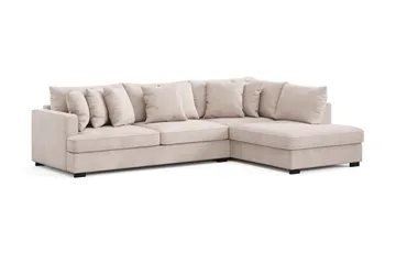 Rossita 4-seters Høyrevendt L-formet Dyp Sjeselongsofa i Fløyel - Beige - Møbler - Sofaer - Sofa med sjeselong