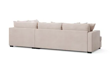 Rossita 4-seters Høyrevendt L-formet Dyp Sjeselongsofa i Fløyel - Beige - Møbler - Sofaer - Sofa med sjeselong
