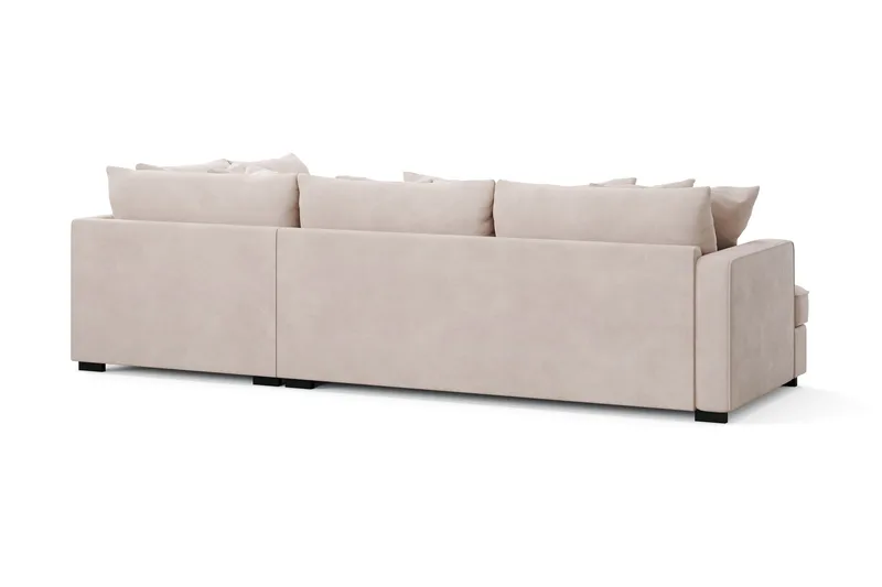 Rossita 4-seters Høyrevendt L-formet Dyp Sjeselongsofa i Fløyel - Beige - Møbler - Sofaer - Sofa med sjeselong