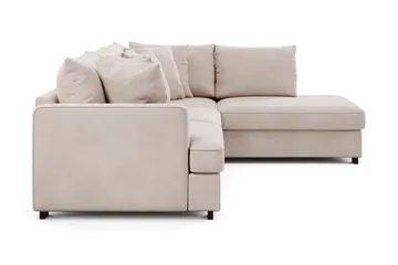 Rossita 4-seters Høyrevendt L-formet Dyp Sjeselongsofa i Fløyel - Beige - Møbler - Sofaer - Sofa med sjeselong