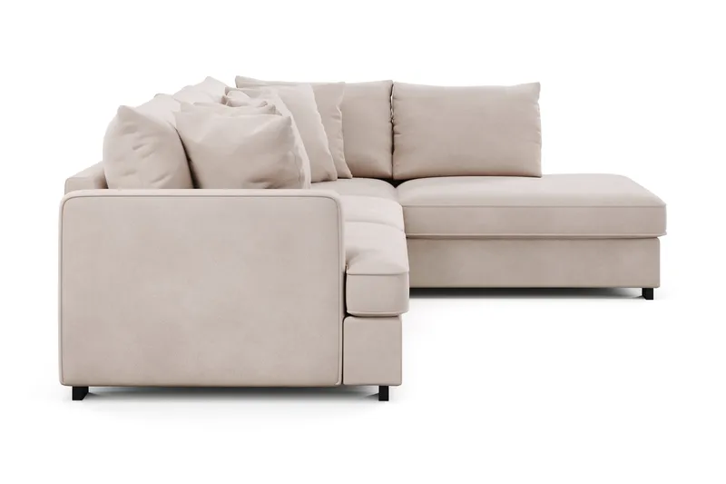 Rossita 4-seters Høyrevendt L-formet Dyp Sjeselongsofa i Fløyel - Beige - Møbler - Sofaer - Sofa med sjeselong