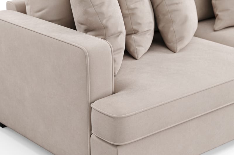 Rossita 4-seters Høyrevendt L-formet Dyp Sjeselongsofa i Fløyel - Beige - Møbler - Sofaer - Sofa med sjeselong
