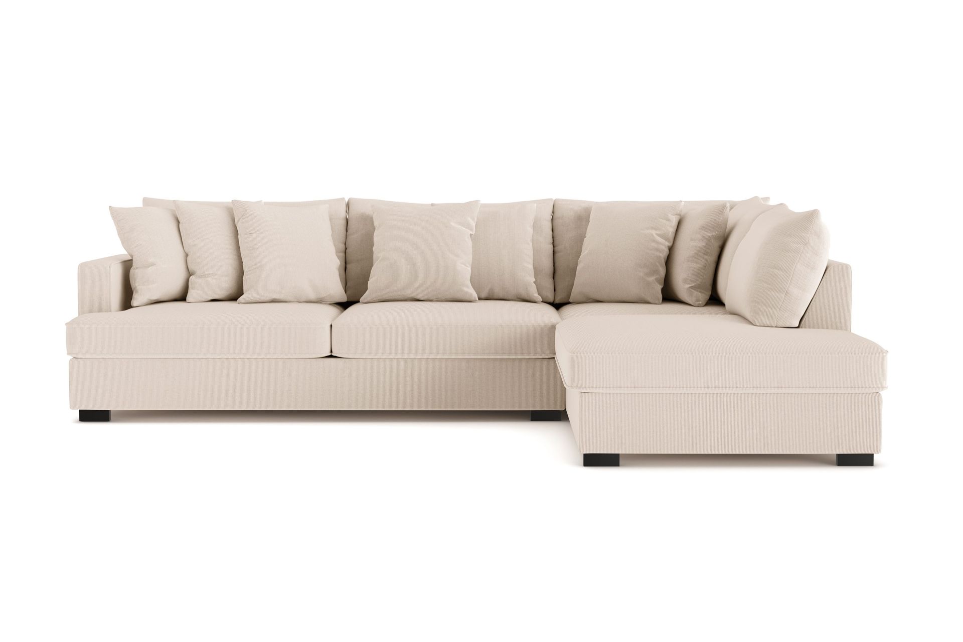 Rossita 4-seters Høyrevendt L-formet Dyp Sjeselongsofa i Kordfløyel - Beige