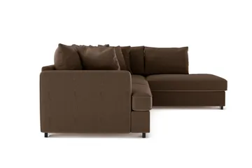 Rossita 4-seters Høyrevendt L-formet Dyp Sjeselongsofa i Kordfløyel - Brun - Møbler - Sofaer - Sofa med sjeselong