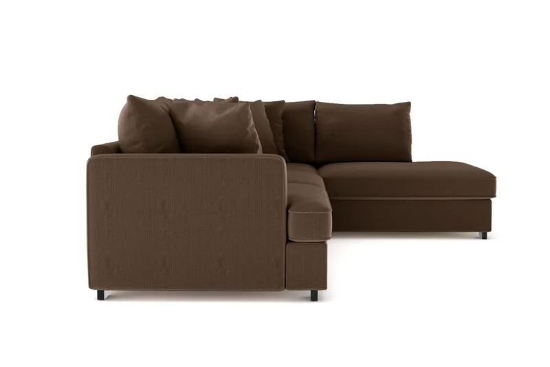Rossita 4-seters Høyrevendt L-formet Dyp Sjeselongsofa i Kordfløyel - Brun - Møbler - Sofaer - Sofa med sjeselong