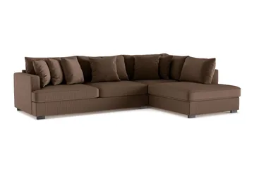 Rossita 4-seters Høyrevendt L-formet Dyp Sjeselongsofa i Kordfløyel - Brun - Møbler - Sofaer - Sofa med sjeselong