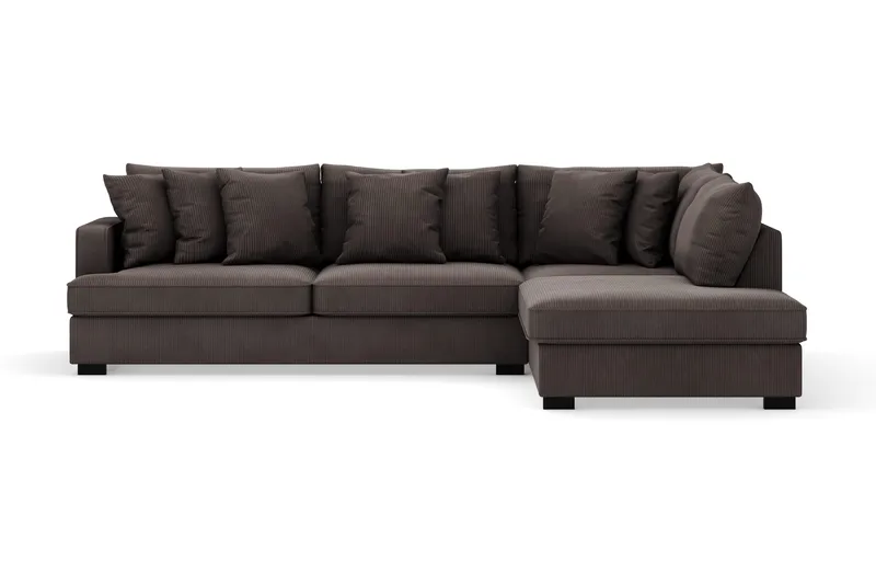 Rossita 4-seters Høyrevendt L-formet Dyp Sjeselongsofa i Kordfløyel - Mørkegrå - Møbler - Sofaer - Sofa med sjeselong