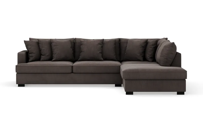 Rossita 4-seters Høyrevendt L-formet Dyp Sjeselongsofa i Kordfløyel - Mørkegrå - Møbler - Sofaer - Sofa med sjeselong