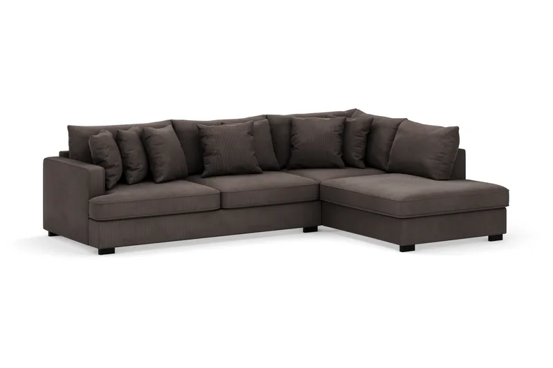 Rossita 4-seters Høyrevendt L-formet Dyp Sjeselongsofa i Kordfløyel - Mørkegrå - Møbler - Sofaer - Sofa med sjeselong