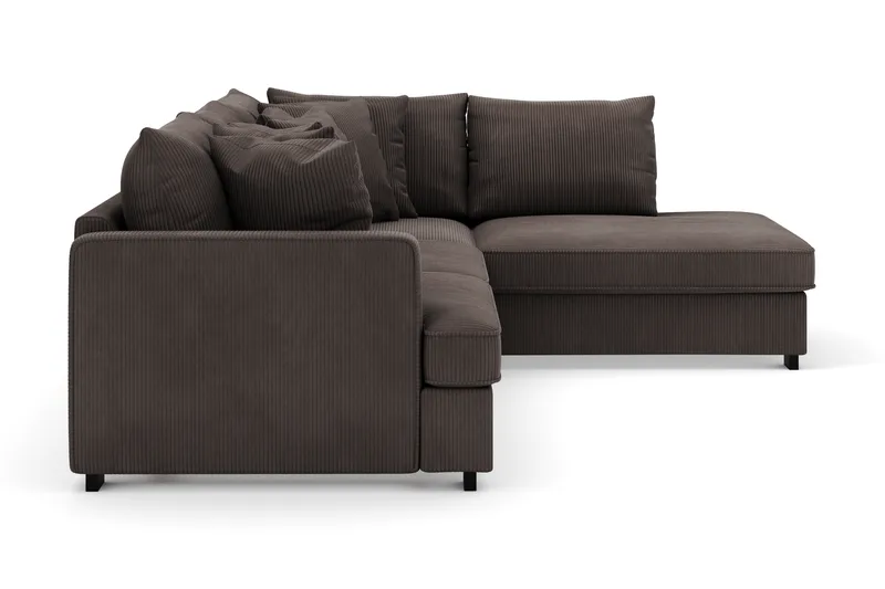 Rossita 4-seters Høyrevendt L-formet Dyp Sjeselongsofa i Kordfløyel - Mørkegrå - Møbler - Sofaer - Sofa med sjeselong