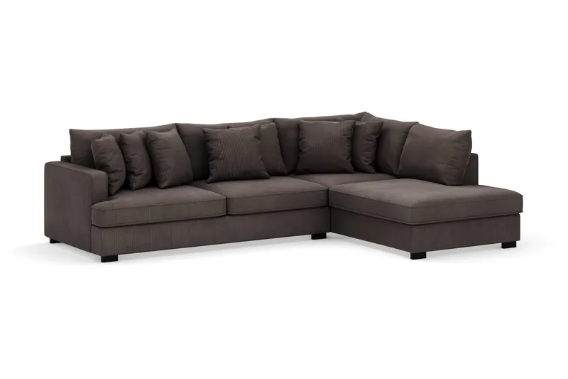 Rossita 4-seters Høyrevendt L-formet Dyp Sjeselongsofa i Kordfløyel - Mørkegrå - Møbler - Sofaer - Sofa med sjeselong