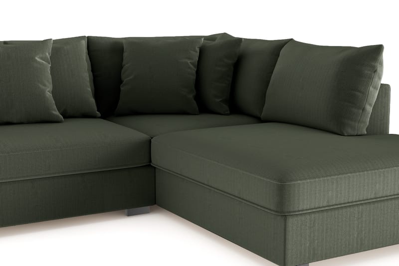 Rossita 4-seters Høyrevendt L-formet Dyp Sjeselongsofa i Kordfløyel - Mørkegrønn - Møbler - Sofaer - Sofa med sjeselong