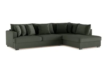 Rossita 4-seters Høyrevendt L-formet Dyp Sjeselongsofa i Kordfløyel - Mørkegrønn - Møbler - Sofaer - Sofa med sjeselong