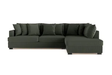 Rossita 4-seters Høyrevendt L-formet Dyp Sjeselongsofa i Kordfløyel - Mørkegrønn - Møbler - Sofaer - Sofa med sjeselong